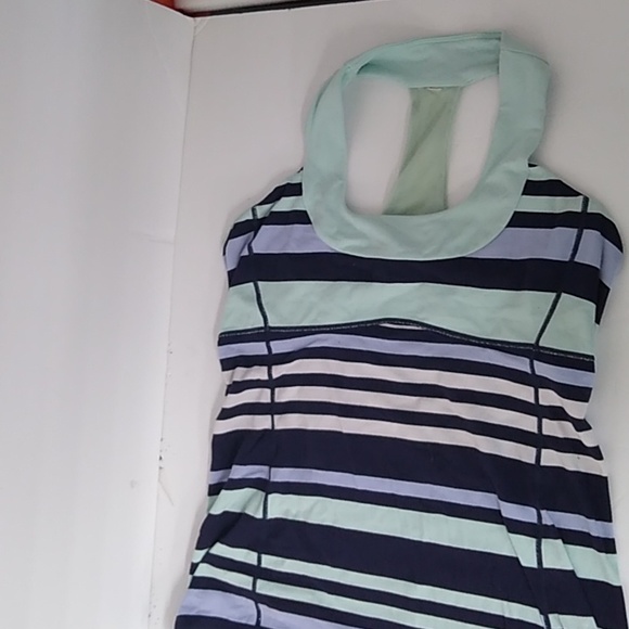 Teal purple and black striped Lululemon Tank top - Picture 1 of 5